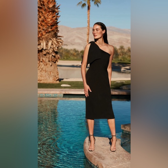 Dress the Population Tiffany One-Shoulder Midi Dress Black Size XL - Picture 14 of 14